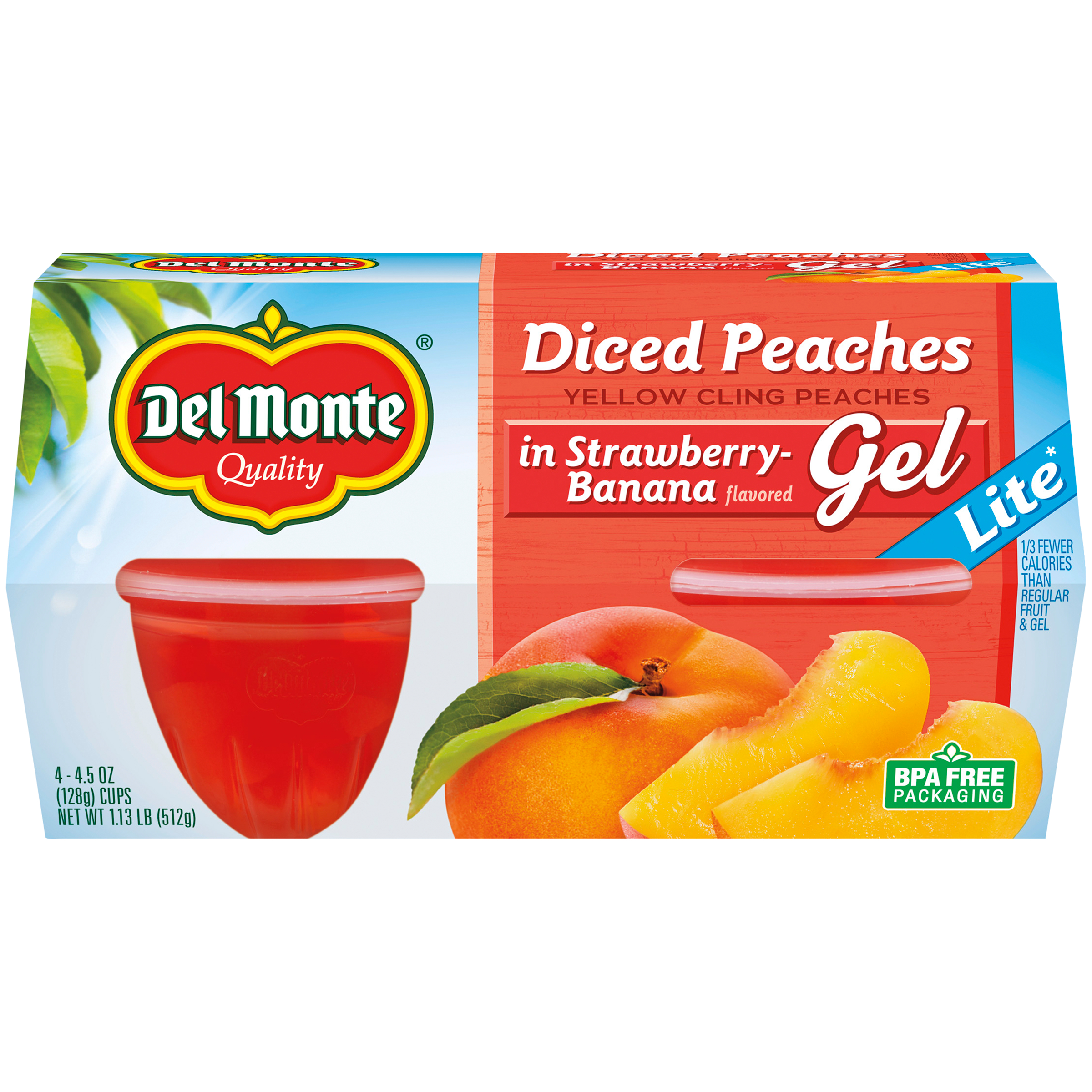 Peaches in Strawberry-Banana Flavored Gel - Lite Fruit Cup® | Del